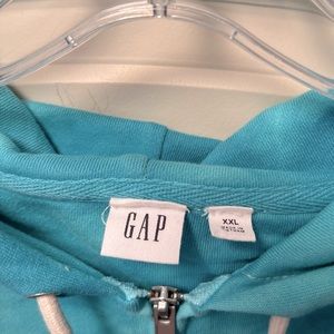GAP Hoodie full zip, drawstring hood, tie die style, turquoise color. XXL